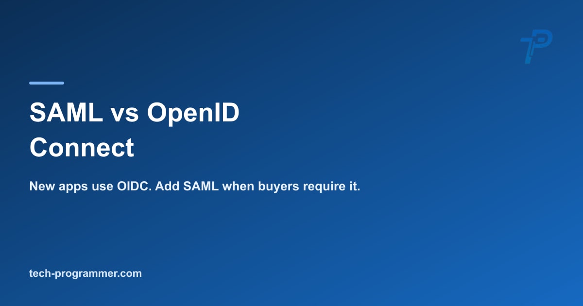 SAML vs OpenID Connect — SSO protocol decision guide banner